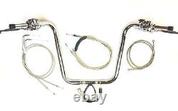 16 x 1.25 Ape Plug n Play Chrome Handlebar Control Kit 07 09 Harley FXST Softail