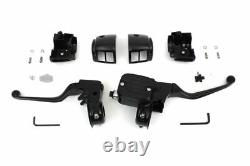 Black Handlebar Controls Hand Lever Control Kit Single Disc Harley Dyna Softail