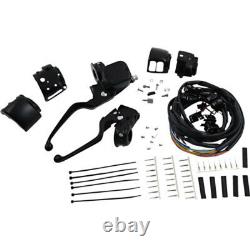 Black Handlebar Hand Controls Switches Single Disc 9/16 Harley Softail Dyna XL