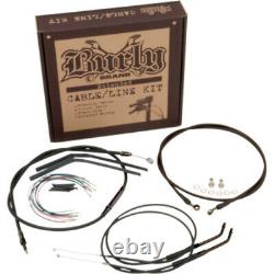 Burly 12 Black Vinyl Ape Hanger Control Cables Complete Kit Dyna Harley 99-05
