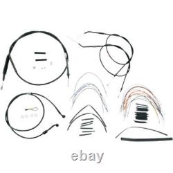 Burly 14 Black Vinyl Ape Hanger Control Cables Complete Kit XL Harley 07-13