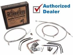 Burly 14 Stainless Handlebar Control Cables Complete Kit Softail Harley 00-06