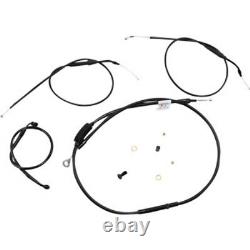Burly 8 Black Vinyl Ape Hanger Control Cables Complete Kit XL Harley 14-20