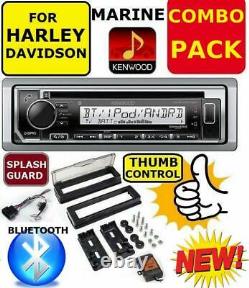 Combo Pack For 98-13 Harley Kenwood Marine CD Bluetooth Usb Stereo Pkg Opt XM