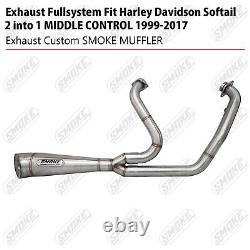 Exhaust Fullsystem Fit Harley Davidson 2 into 1 Softail middle control 1999-2017