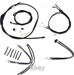Extended Black Control Cable Kit Sportsters with 16 Tall Apehangers non-ABS