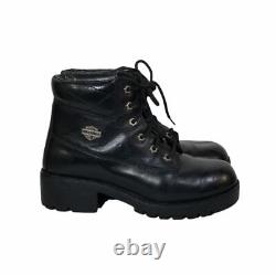 HARLEY DAVIDSON Cruise Control Womens Vintage Black Leather Combat Boots Size 10