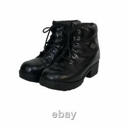 HARLEY DAVIDSON Cruise Control Womens Vintage Black Leather Combat Boots Size 10