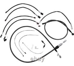 Magnum Black 15-17 Ape Hanger Handlebar Control Cable Kit 18+ Harley Softail