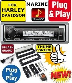Plug And Play For 98-13 Harley Kenwood Marine CD Bluetooth Usb Stereo Pkg Opt XM