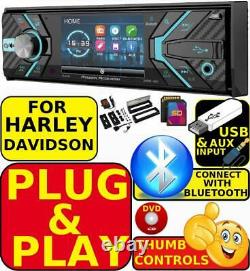 Plug'n Play For 98-13 Harley 3.4 Screen Cd/dvd Bluetooth Usb Aux Stereo