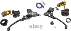 Pm Black 9/16 Handlebar Control Kit for 86-13 Harley Touring Softail XL FXD FXR